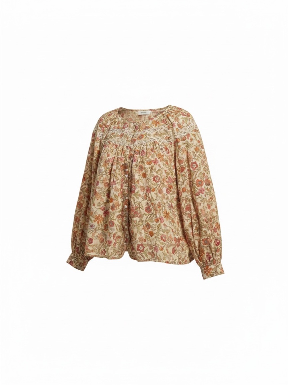 Old Navy Floral Peasant Blouse - Beige & Rose